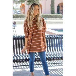 The Renee • Brown Oversized Striped Tunic